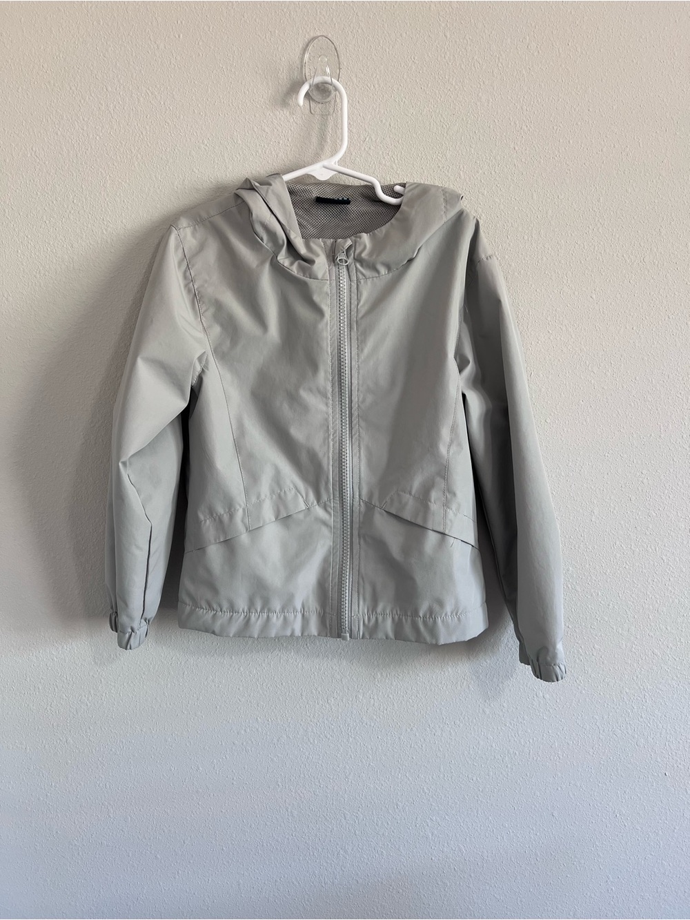 Light Gray Hooded Windbreaker Jacket - kids size 6
